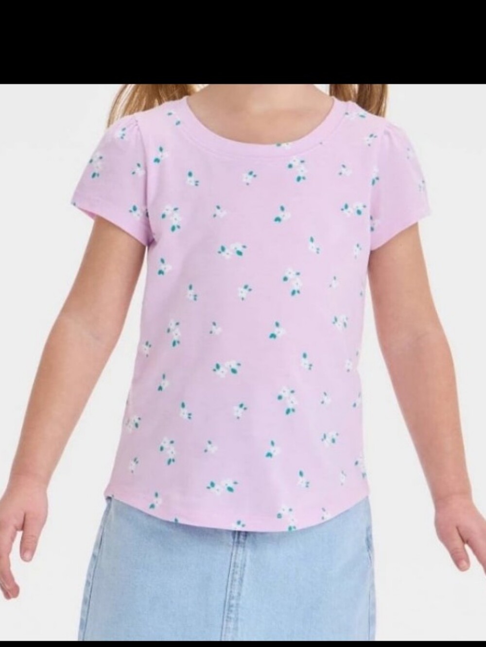 New Cat & Jack Light Pink Floral Short Sleeve Tee